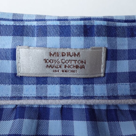 Peter Millar Button Down Shirt Cotton Blue Check Long Sleeve Men's Size M - Picture 10 of 13